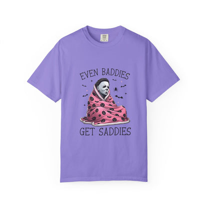 Even Baddies Get Saddies Tee — Sad Michael Myers Halloween Graphic T-Shirt