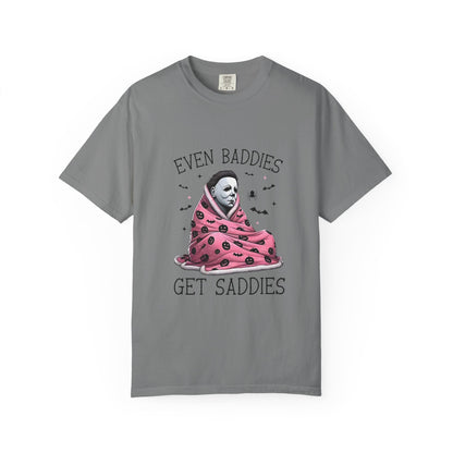 Even Baddies Get Saddies Tee — Sad Michael Myers Halloween Graphic T-Shirt