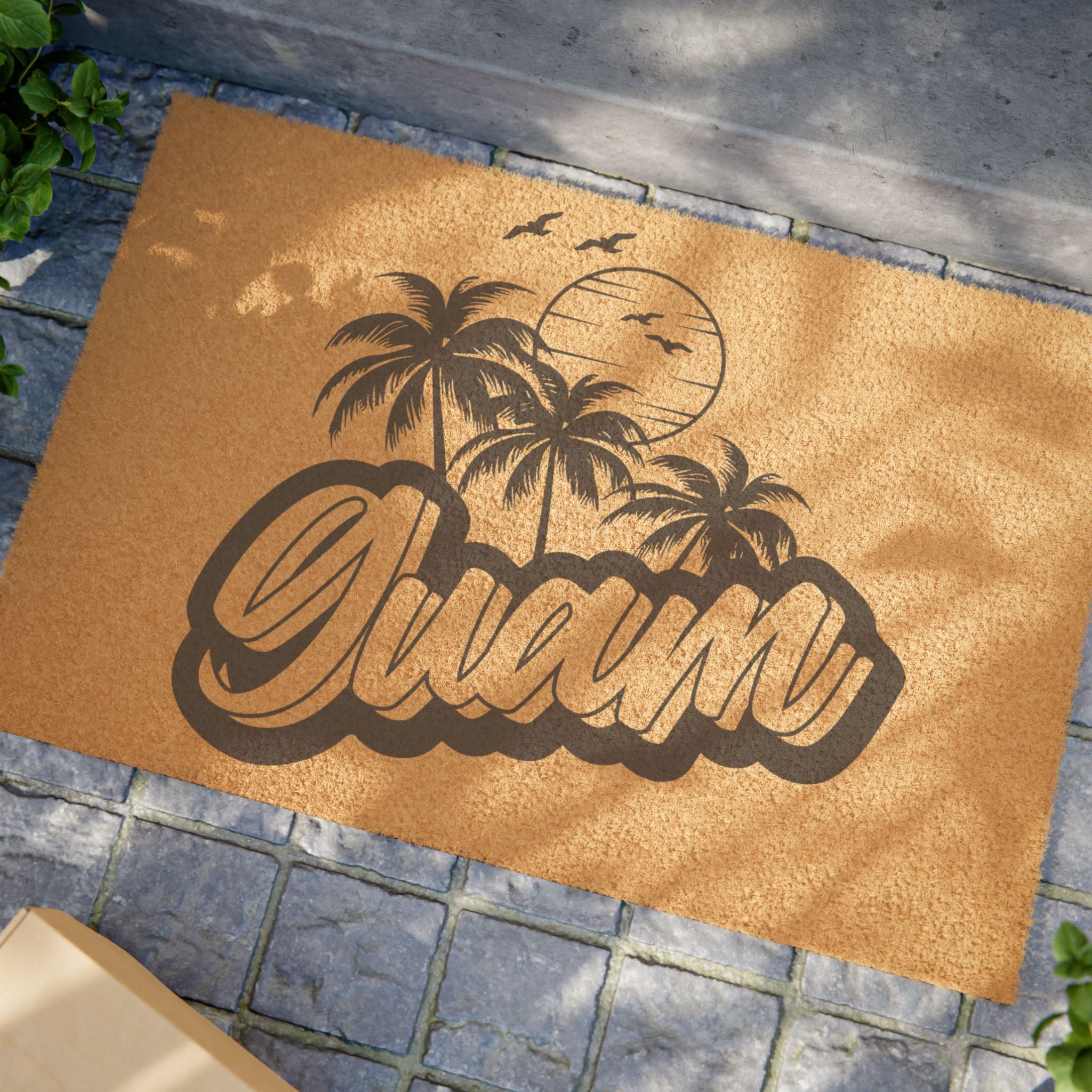 Doormat — Tropical "Aloha" Palm Beach Welcome Coir Mat