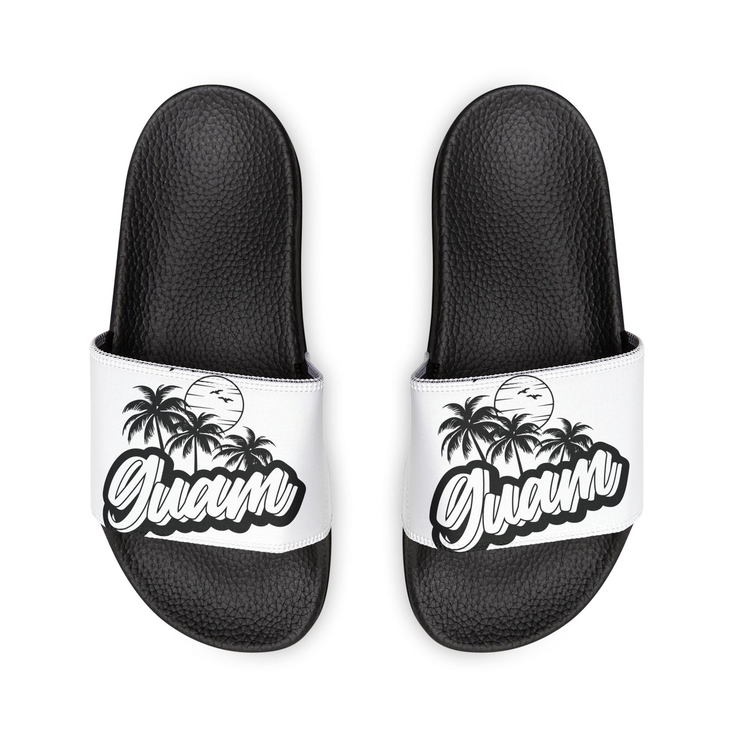 Youth Slide Sandals — Removable Strap Black & White Comfort Slides