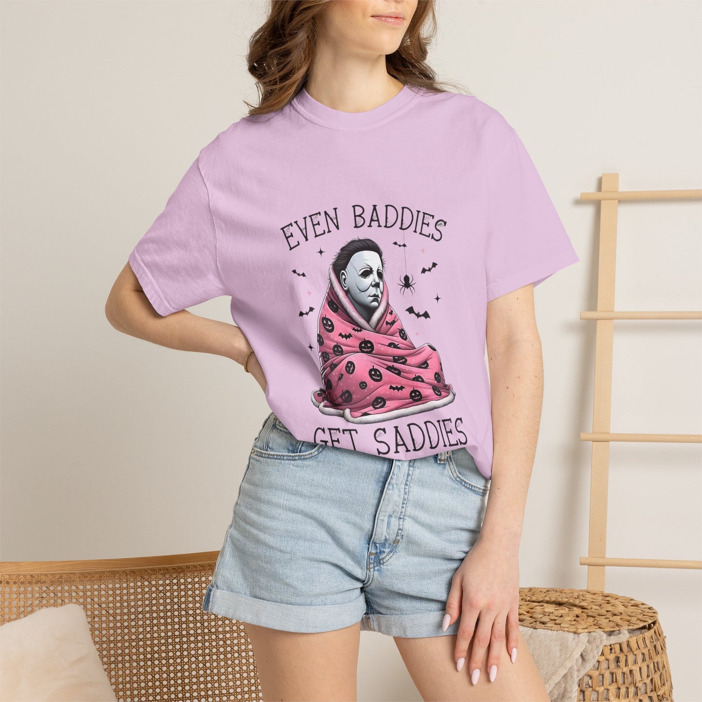 Even Baddies Get Saddies Tee — Sad Michael Myers Halloween Graphic T-Shirt