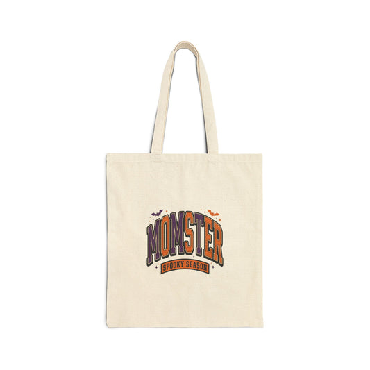 Momster Halloween Tote | Cotton Canvas Halloween Bag, Spooky Mom Market Tote