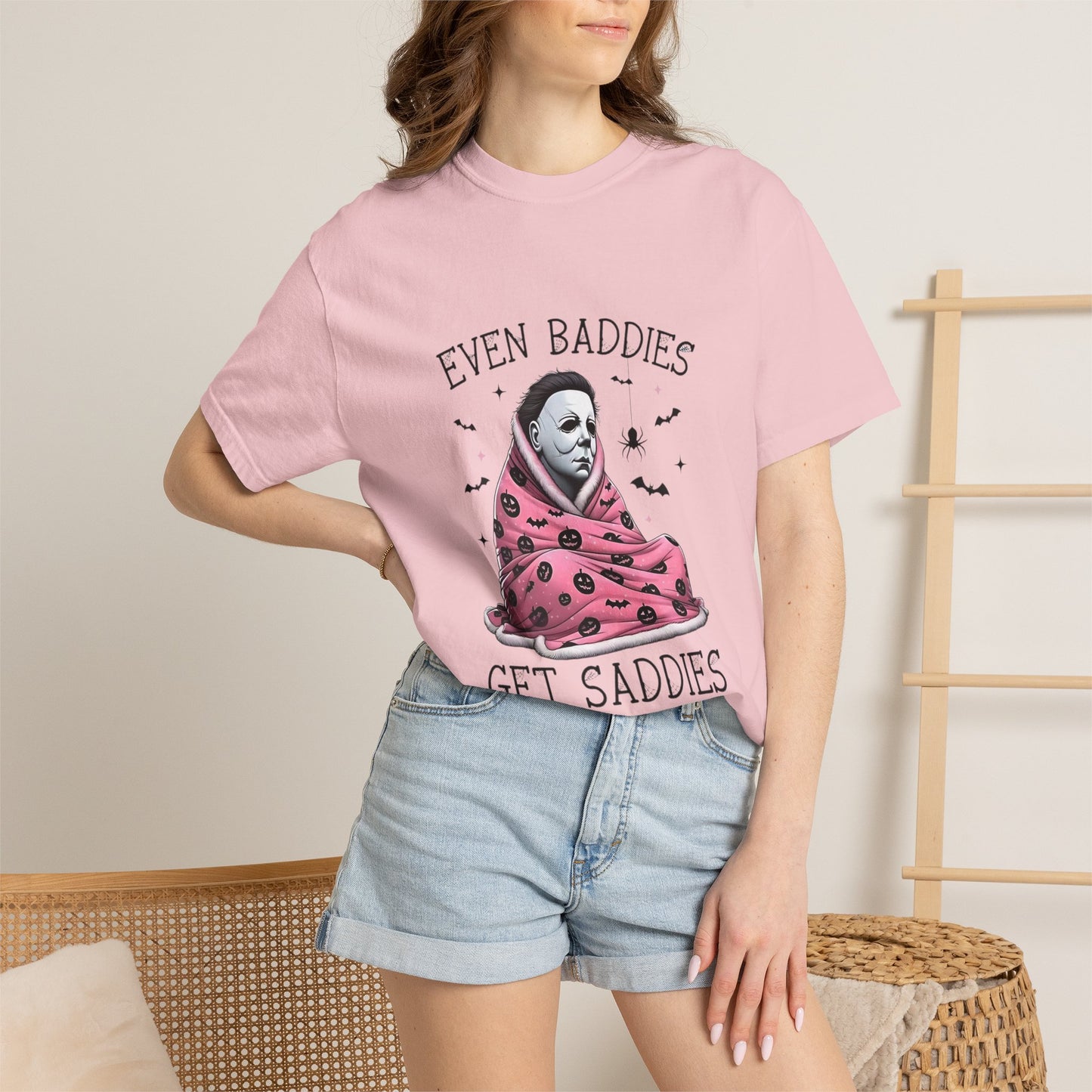 Even Baddies Get Saddies Tee — Sad Michael Myers Halloween Graphic T-Shirt