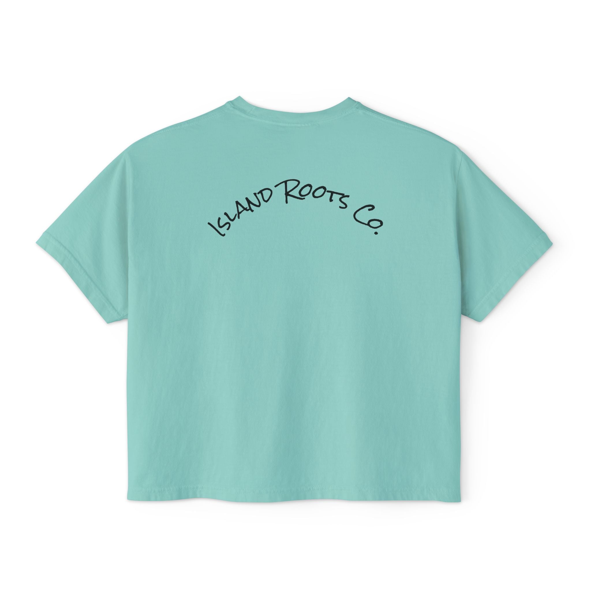 Island Roots Co. Floral Surfer Graphic Tee — Tropical Sunset Women’s Boxy T-Shirt