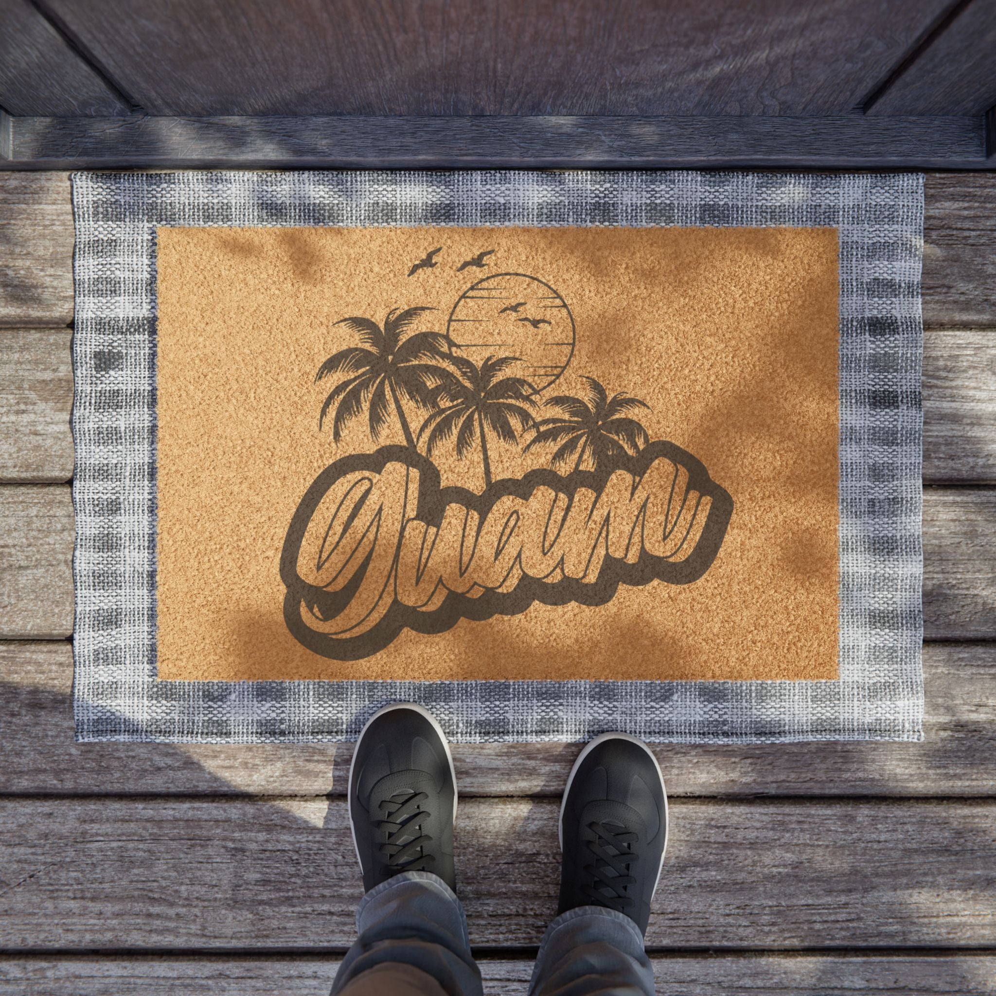 Doormat — Tropical "Aloha" Palm Beach Welcome Coir Mat