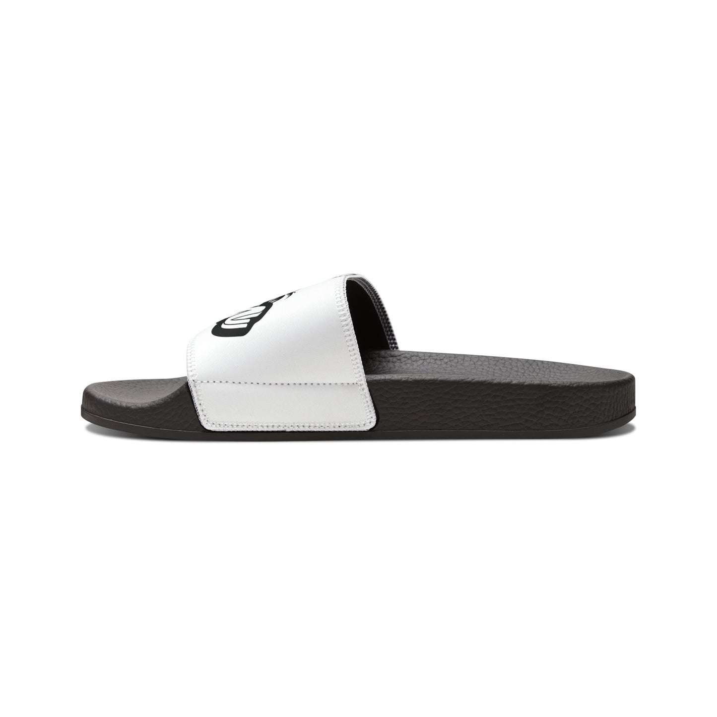 Youth Slide Sandals — Removable Strap Black & White Comfort Slides