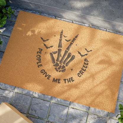 Spooky Skeleton Hand Doormat — "People Give Me the Creep" Halloween Welcome Mat