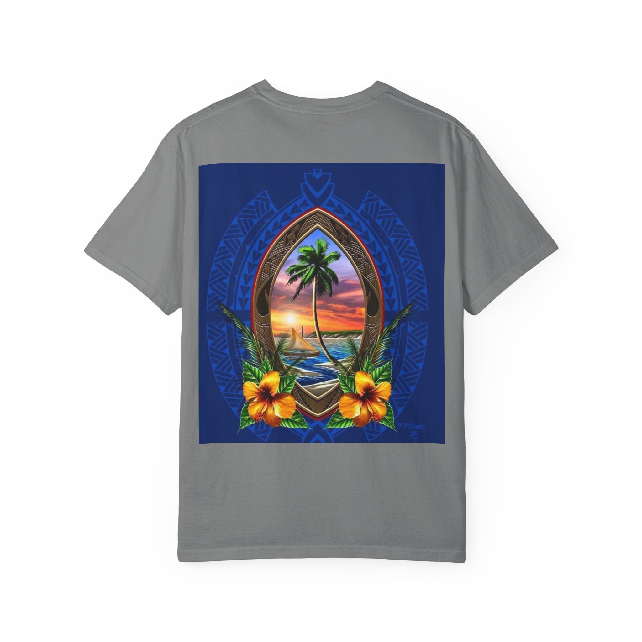 #GuamLife T-Shirt — Island Sunset Palm & Hibiscus Graphic Tee