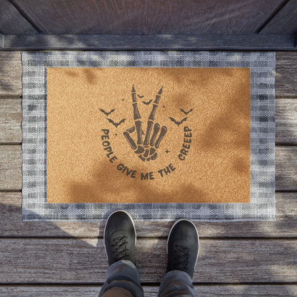 Spooky Skeleton Hand Doormat — "People Give Me the Creep" Halloween Welcome Mat
