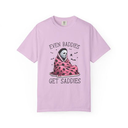 Even Baddies Get Saddies Tee — Sad Michael Myers Halloween Graphic T-Shirt