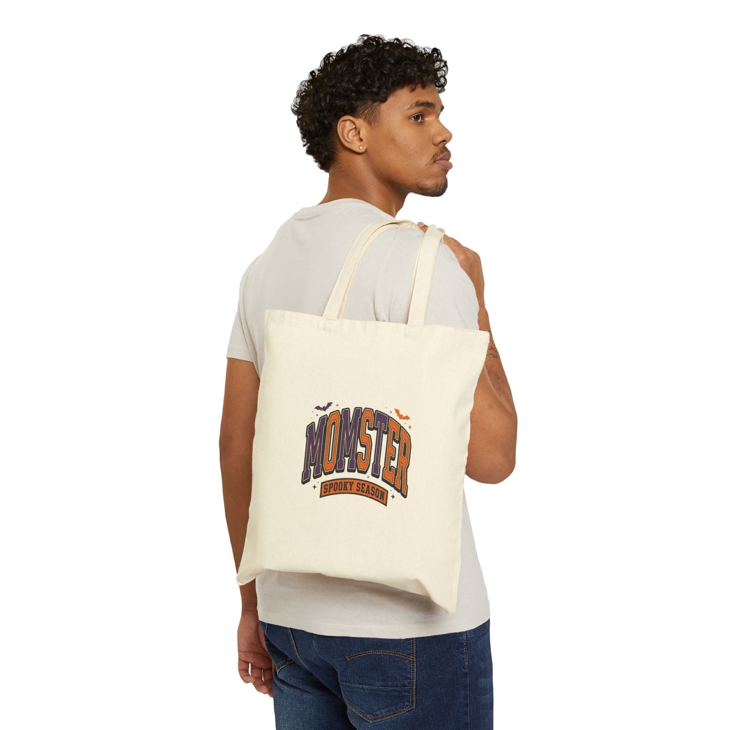 Momster Halloween Tote | Cotton Canvas Halloween Bag, Spooky Mom Market Tote