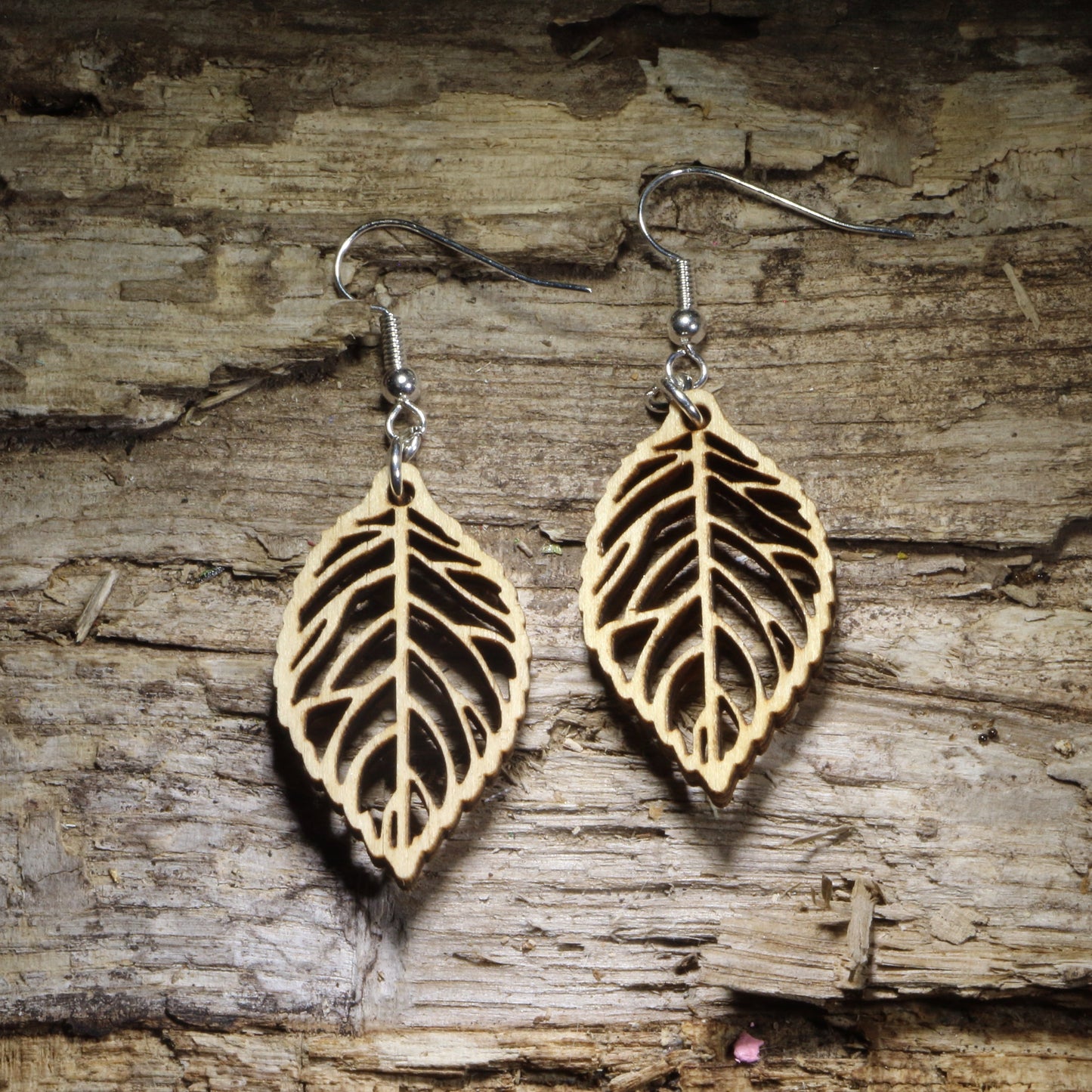 Leaf Cutout Wooden Dangle Earrings | Nature Jewelry