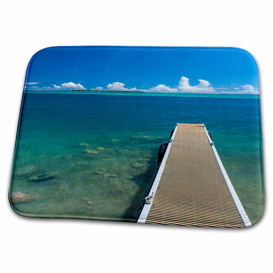 3dRose Pier with Cooks Island in background, Guam, US Territory - Dish Drying Mats (ddm-251607)